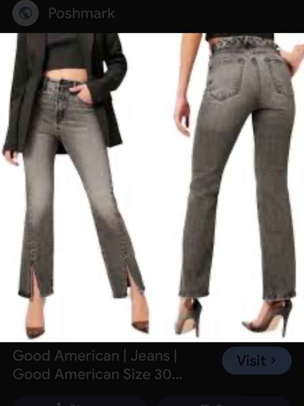 Good American Good Boy Slit Acid Grey Jeans 31/12